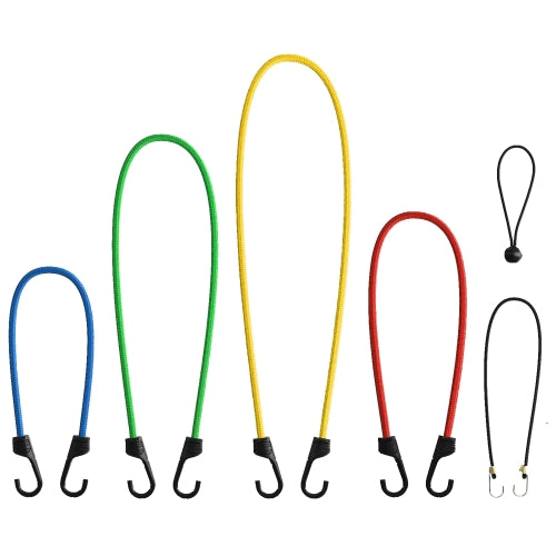 STP Bungee Cords with Hooks Set, 24 Heavy Duty Outdoor Bungee Cords, 2 x 40” in, 2 x 32” in, 4 x 24” in, 6 x 18” in, 6 x 10”, 4 x 8’