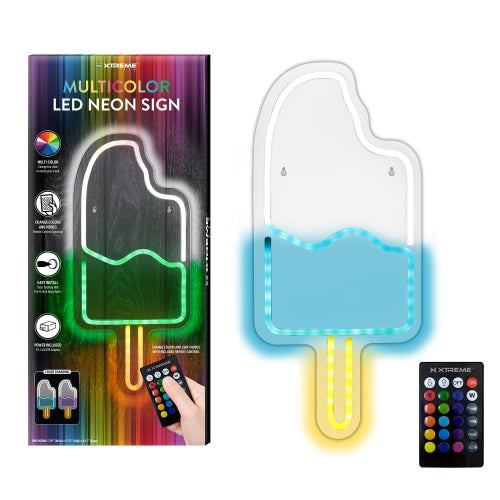 18” Ice Cream Multi-Color LED Neon Sign – Vibrant Wall Decor with USB Power & Easy Hang Hooks for Bedrooms, Kitchens, and Shops