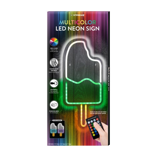 18” Ice Cream Multi-Color LED Neon Sign – Vibrant Wall Decor with USB Power & Easy Hang Hooks for Bedrooms, Kitchens, and Shops