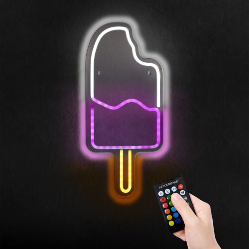 18” Ice Cream Multi-Color LED Neon Sign – Vibrant Wall Decor with USB Power & Easy Hang Hooks for Bedrooms, Kitchens, and Shops