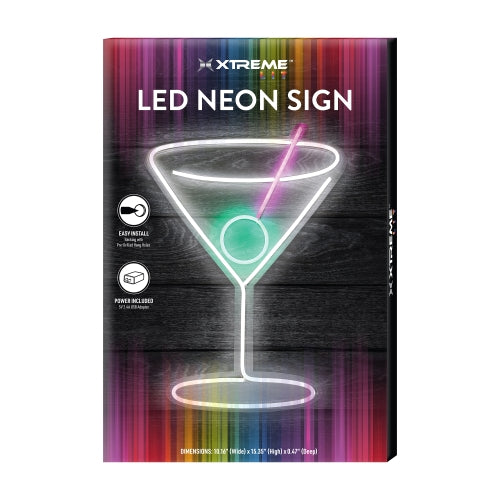 Martini Glass LED Neon Sign – 10.16" x 15.35" Vibrant Wall Decor with USB Power & Easy Mounting for Home Bars, Lounges, and Man Caves