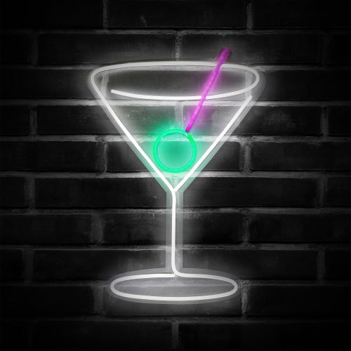 Martini Glass LED Neon Sign – 10.16" x 15.35" Vibrant Wall Decor with USB Power & Easy Mounting for Home Bars, Lounges, and Man Caves