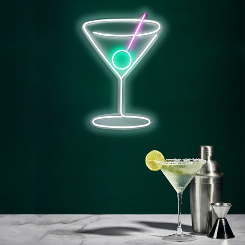 Martini Glass LED Neon Sign – 10.16" x 15.35" Vibrant Wall Decor with USB Power & Easy Mounting for Home Bars, Lounges, and Man Caves