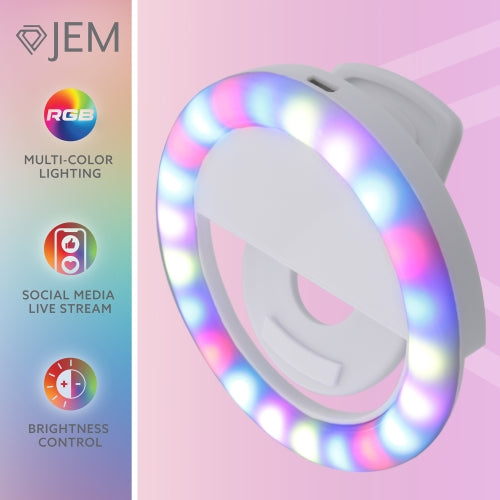 RGB Mobile Selfie Light Clip – Universal Clip-On LED Ring Light with Multi-Color RGB Modes & Adjustable Brightness for Smartphones, Tablets, and Laptops