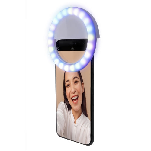 RGB Mobile Selfie Light Clip – Universal Clip-On LED Ring Light with Multi-Color RGB Modes & Adjustable Brightness for Smartphones, Tablets, and Laptops