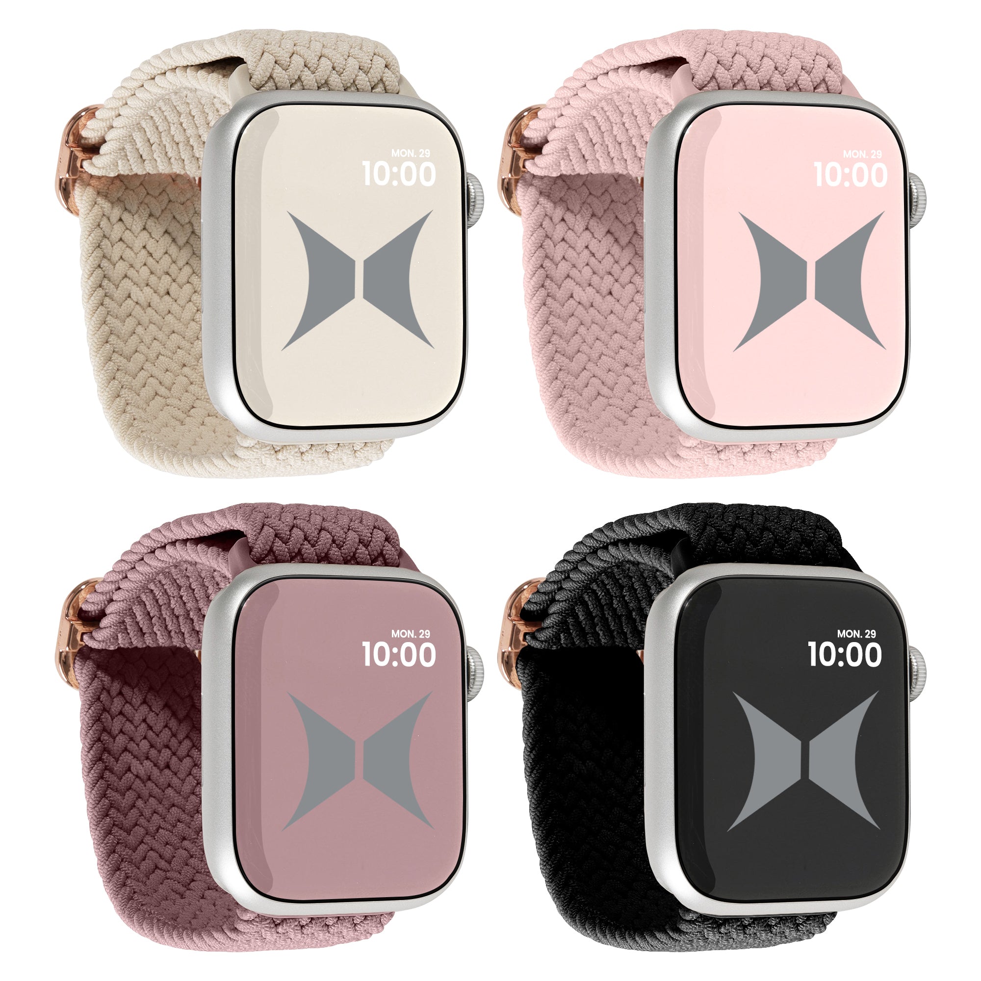 Unisex Smart Watch Nylon Braided Elastic Band 4 Pack – Large Size, Breathable