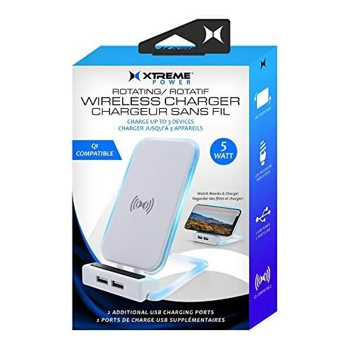 5W Rotating Wireless Charger + 2 USB Charging Port