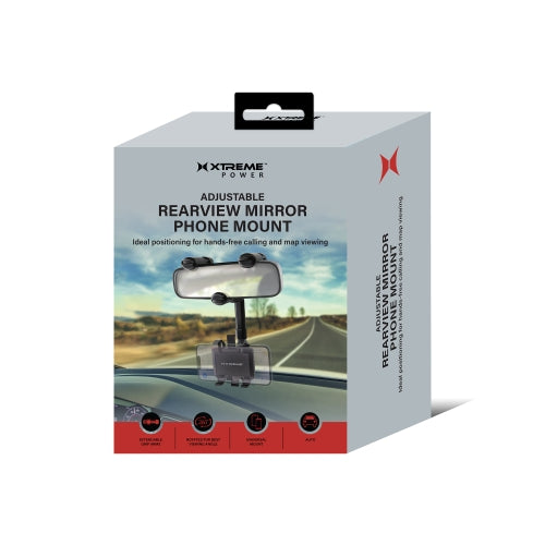 Adjustable Rearview Mirror Phone Mount for Car, Hands-Free Smartphone Holder for GPS Navigation, Maps & Calls, Black