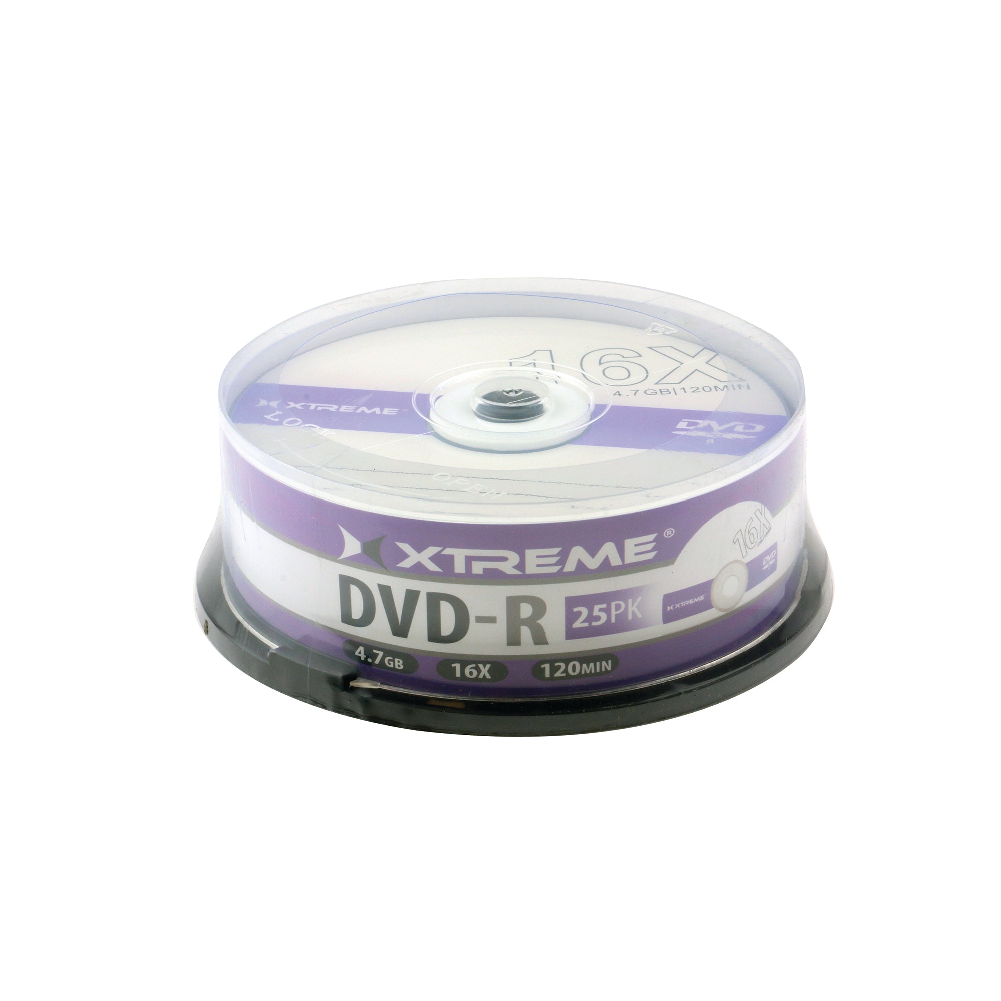25-Pack DVD-R Blank Media Spindle – 4.7GB Storage, 16x High-Speed Recording, 120-Minute Video Capacity with Protective Cake Box Storage