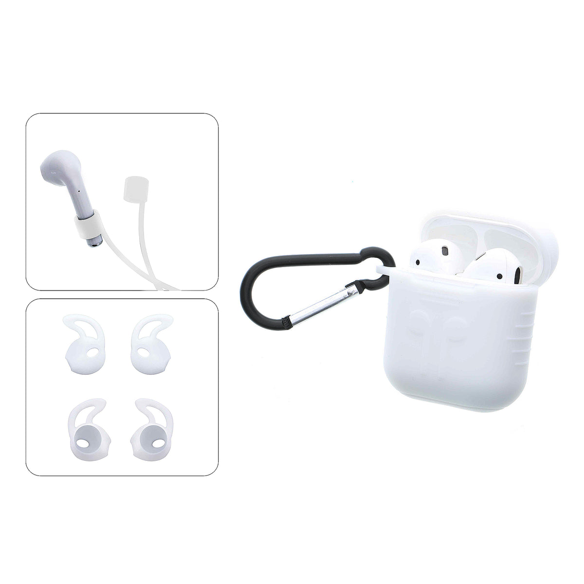 Silicone Protective Shockproof Case Cover Skins with Keychain, Apple AirPod 2 & 1