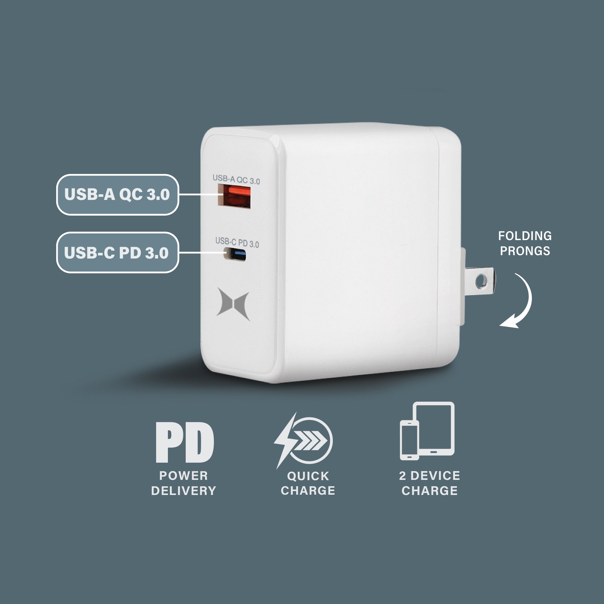 45W Dual-Port USB-C and USB-A Wall Charger, High-Speed Power Adapter for Laptops, Smartphones, and Tablets