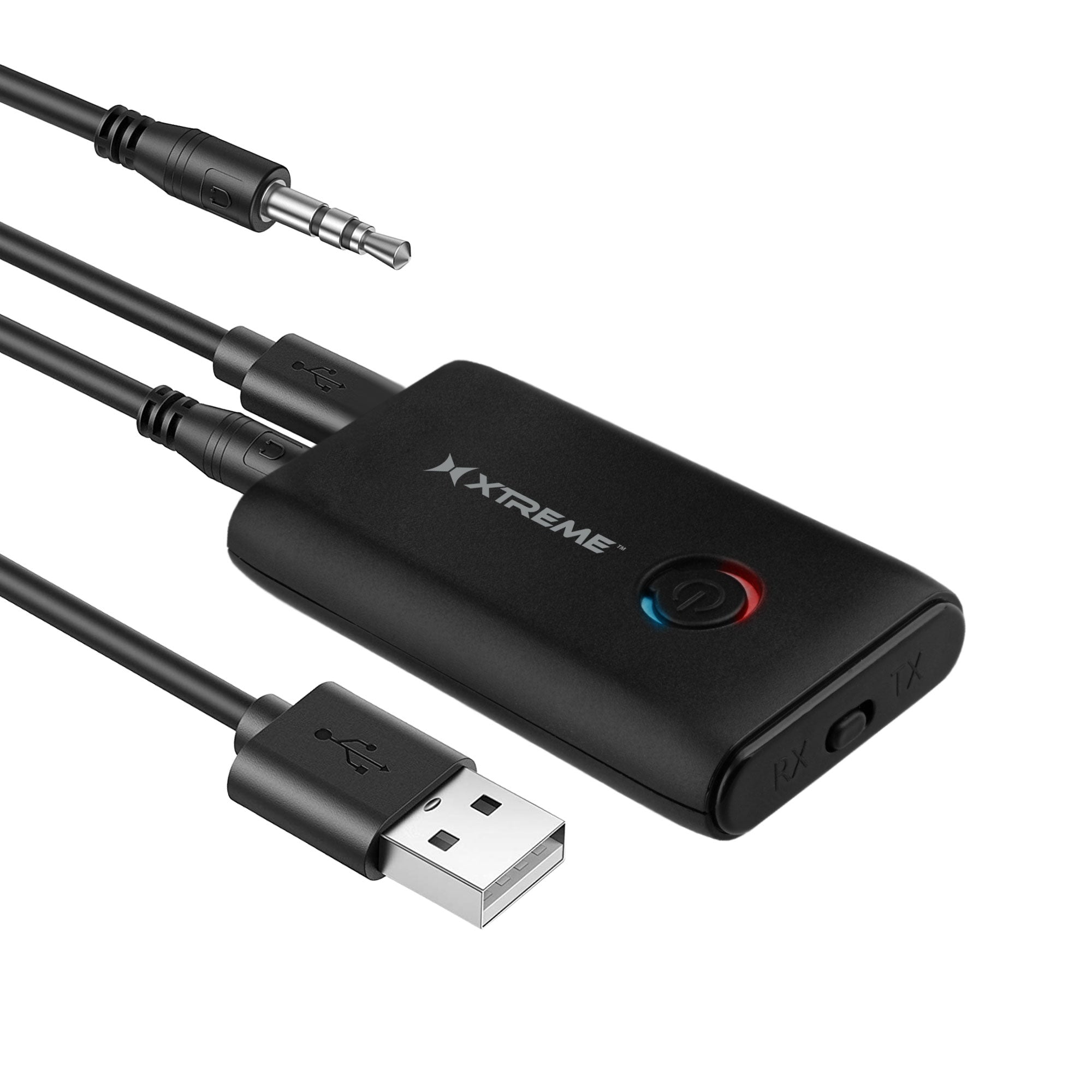 2-in-1 Bluetooth Transmitter Receiver for Home Theater Systems, Wireless Audio Adapter with Aux and Power Cables for TV, Speakers, and Headphones