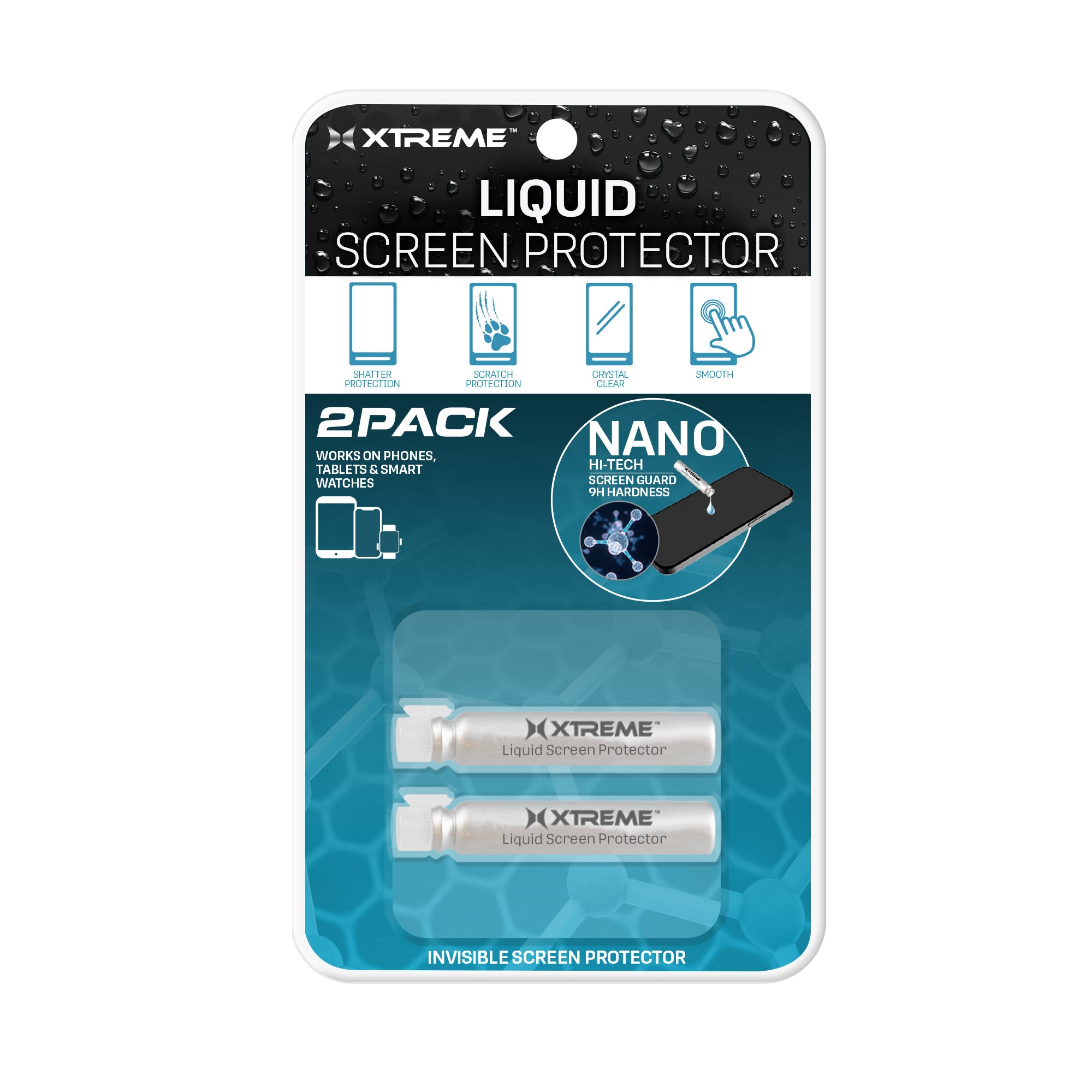 Universal Liquid Screen Protector 2-Pack – 9H Hardness Invisible Nano-Coating for All Smartphones, Tablets & Smartwatches