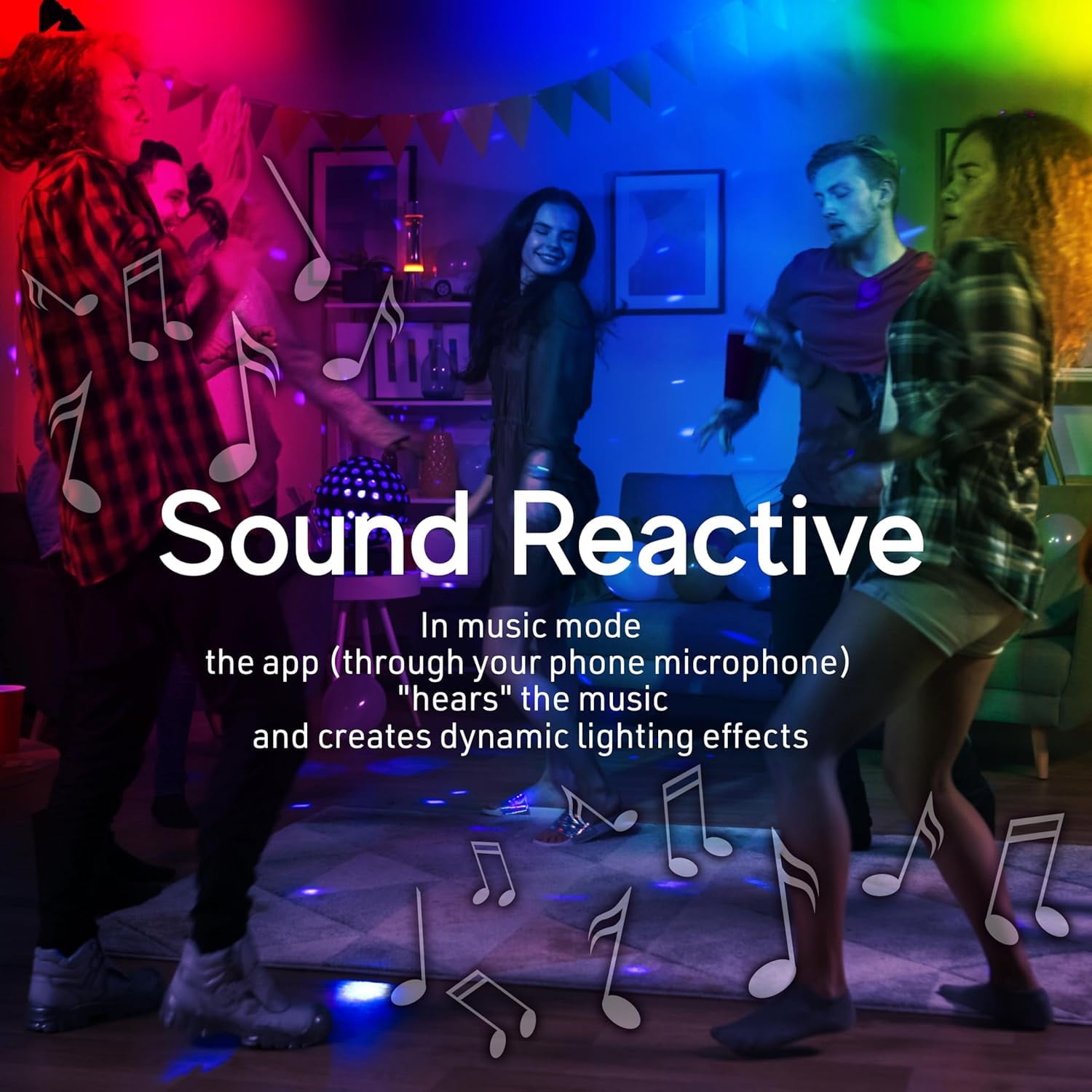 150ft Bluetooth LED Light Strips, Flowing Color Effect, App Use, Indoor