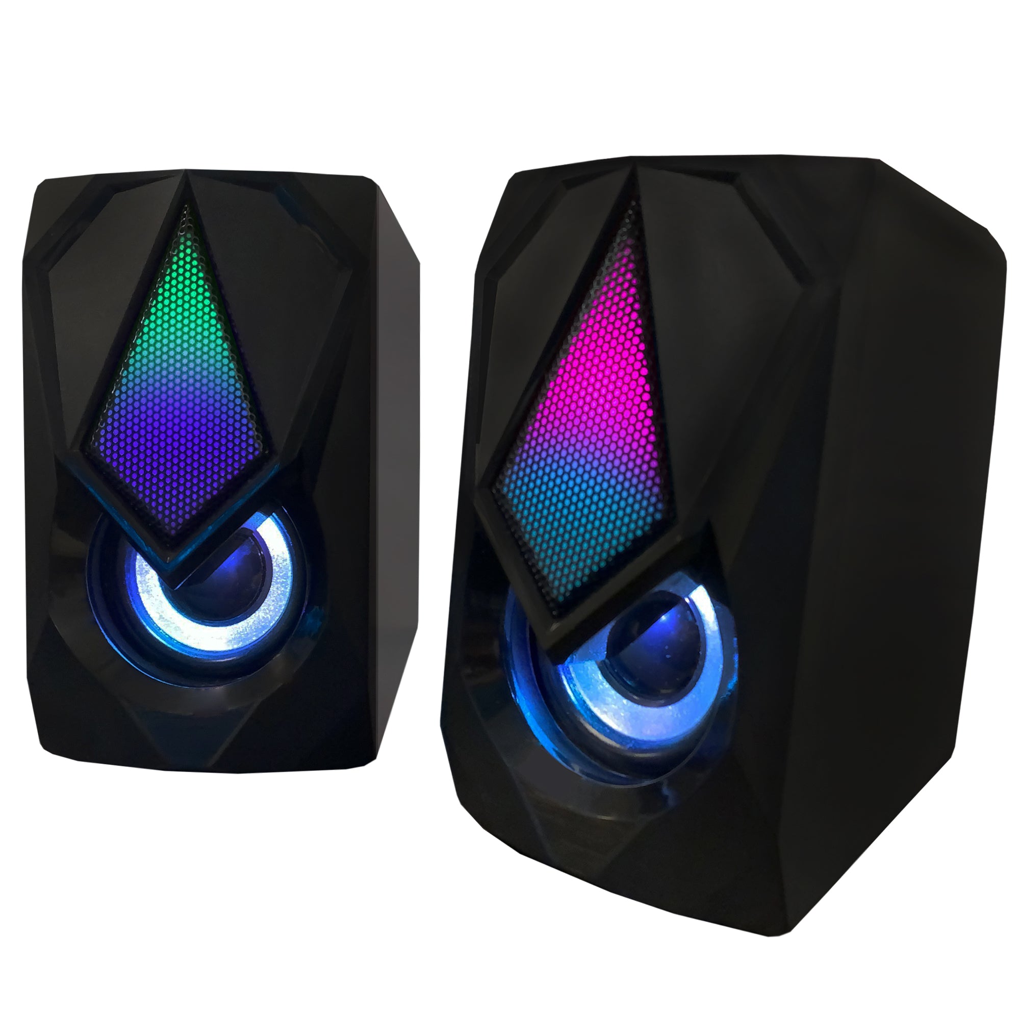 Multicolor LED Gaming Speakers, Quality Sound/Unique Color Flow Cycle, Adjustable Volume Control