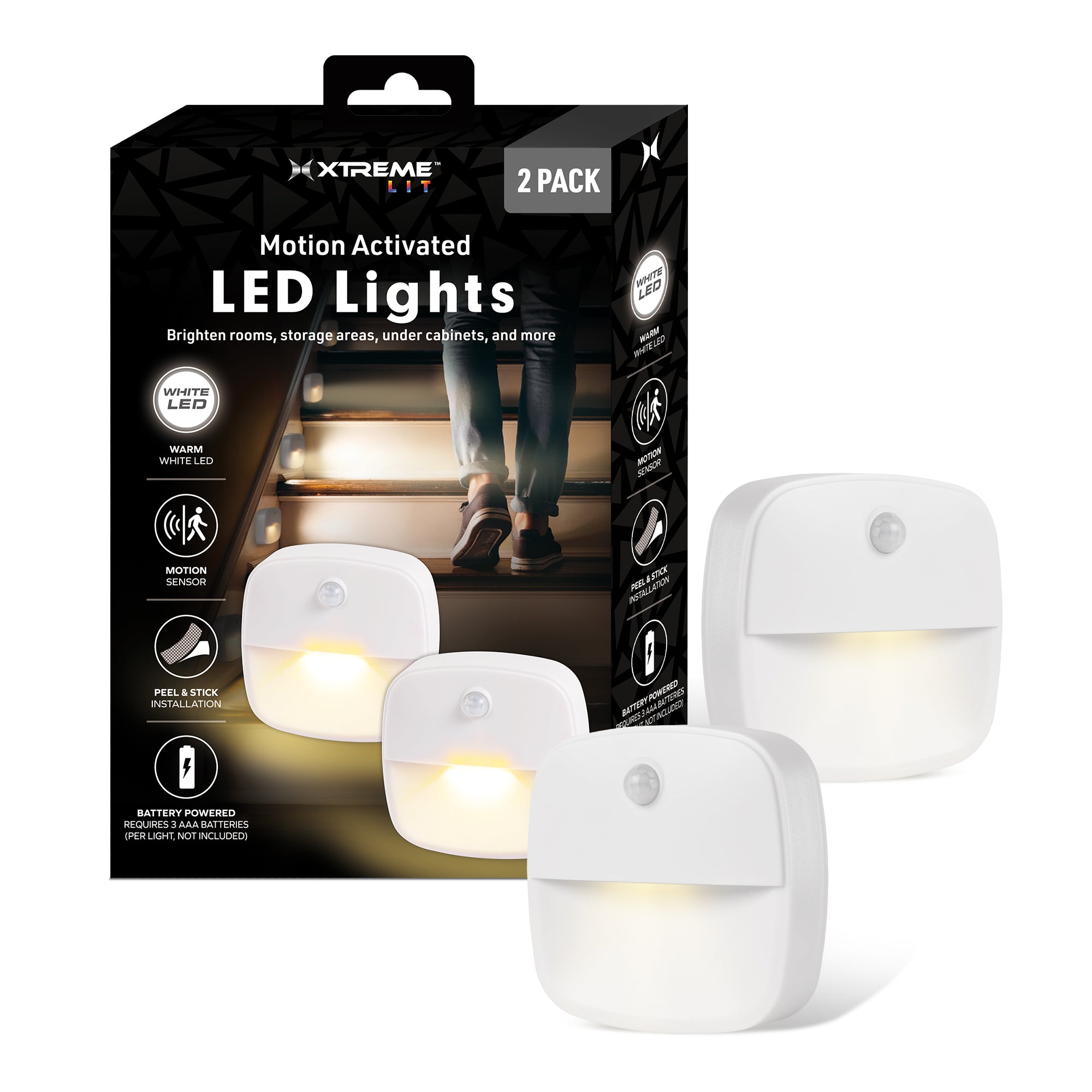 Wireless Motion-Activated LED Light 2-Pack – Under-Cabinet & Closet Stick-On Lighting with Auto-Shutoff, 10 Ultra-Bright LEDs, and Magnetic Mounting