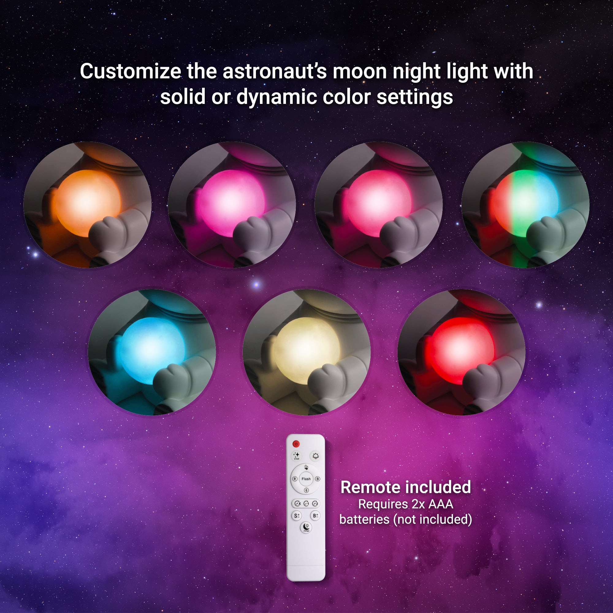 Astronaut Galaxy Projector Light with Remote Control – 8 Flowing Nebula Scenes, Adjustable Brightness & 360° Rotating Head