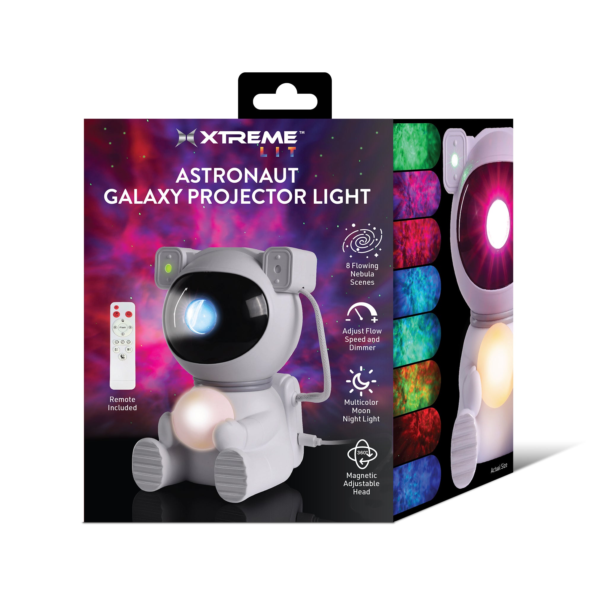 Astronaut Galaxy Projector Light with Remote Control – 8 Flowing Nebula Scenes, Adjustable Brightness & 360° Rotating Head