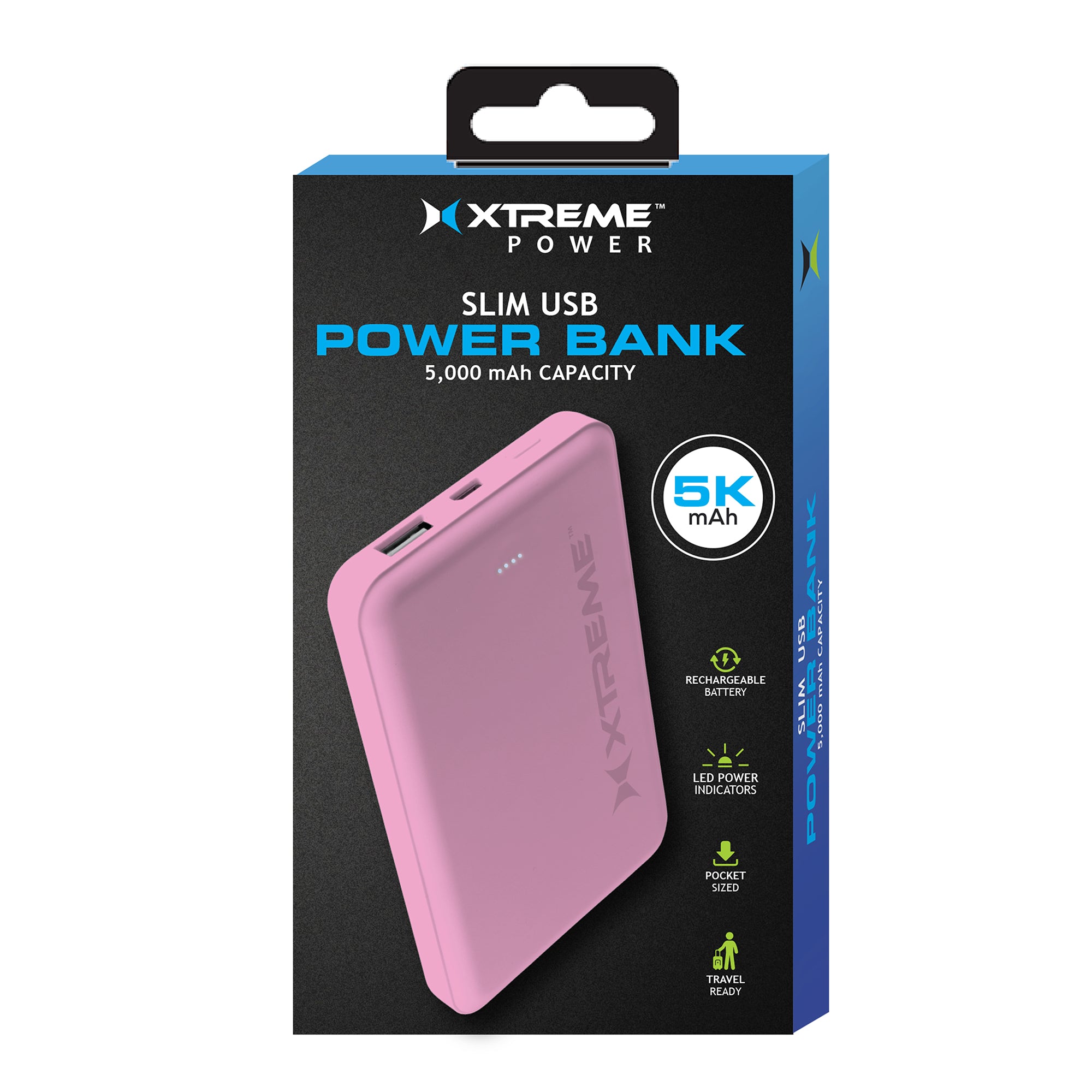 10W USB-A 5000mAh Pocket Power Bank with LED Indicators, Portable Rechargeable Travel Battery Pack for Smartphones and Devices (Copy)