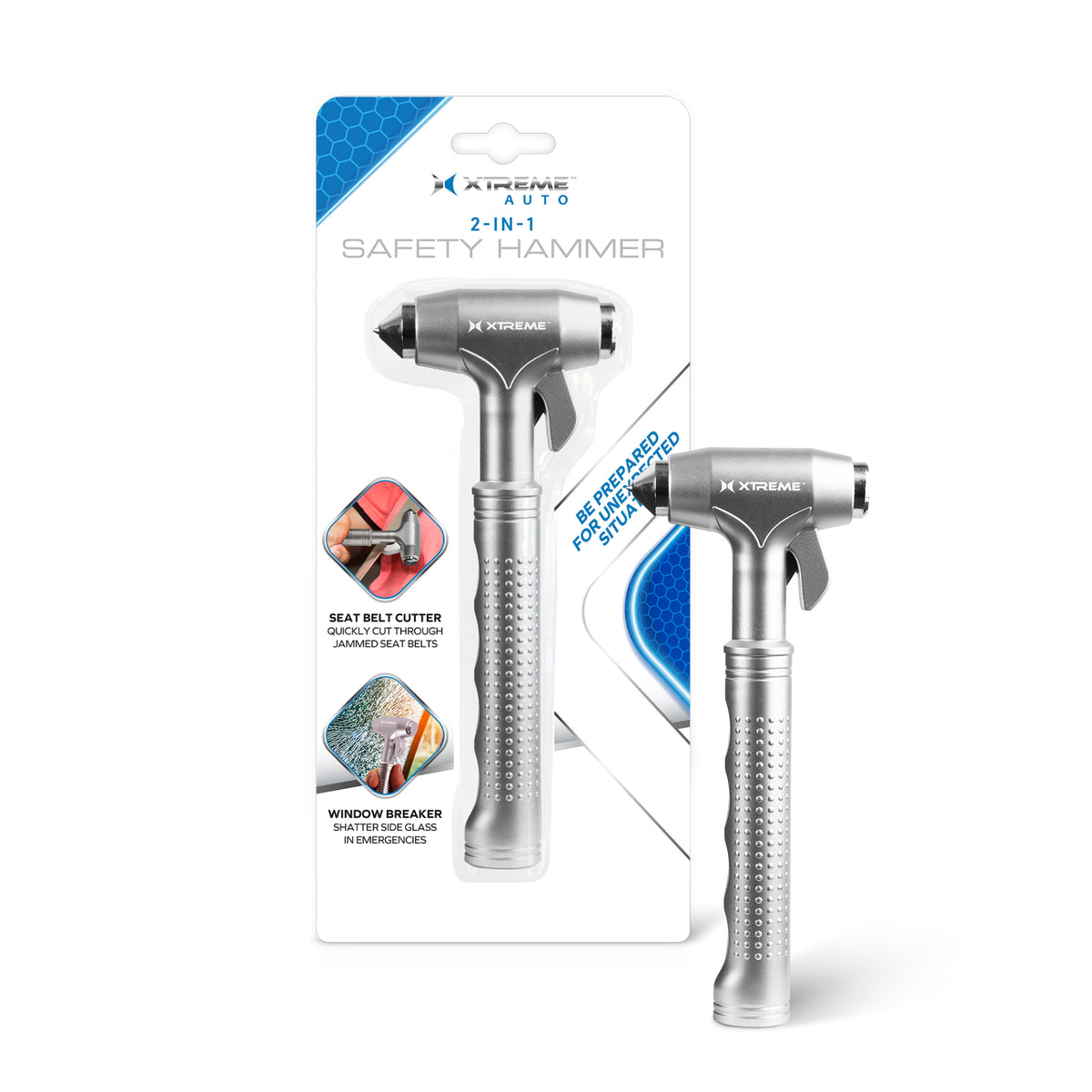 Car Safety Hammer Glass Window Breaker and Seatbelt Cutter for Automotive Emergency Escape, Water-Resistant Aluminum Alloy