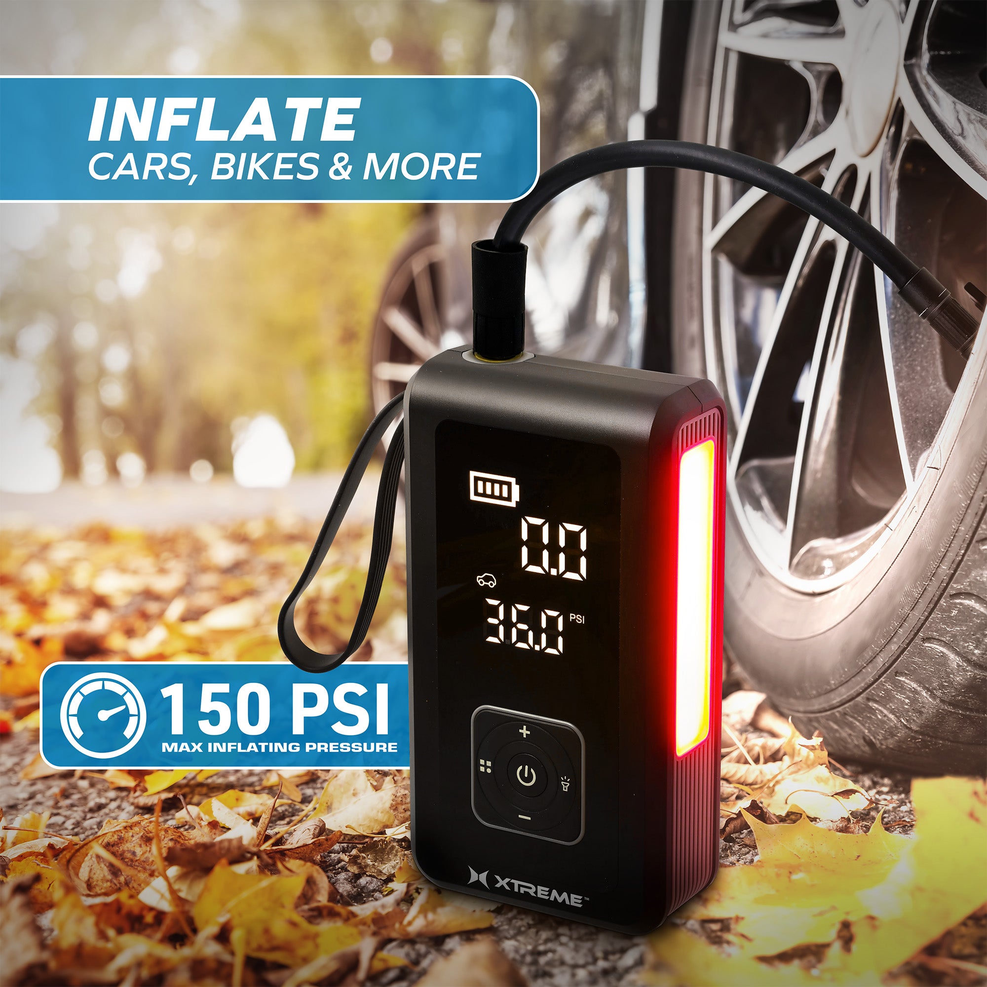 4-in-1 Jump Starter with Air Compressor, 1000 Peak Amps Car Battery Booster, 150 PSI Tire Inflator, 8000mAh Portable Power Bank, LED Flashlight