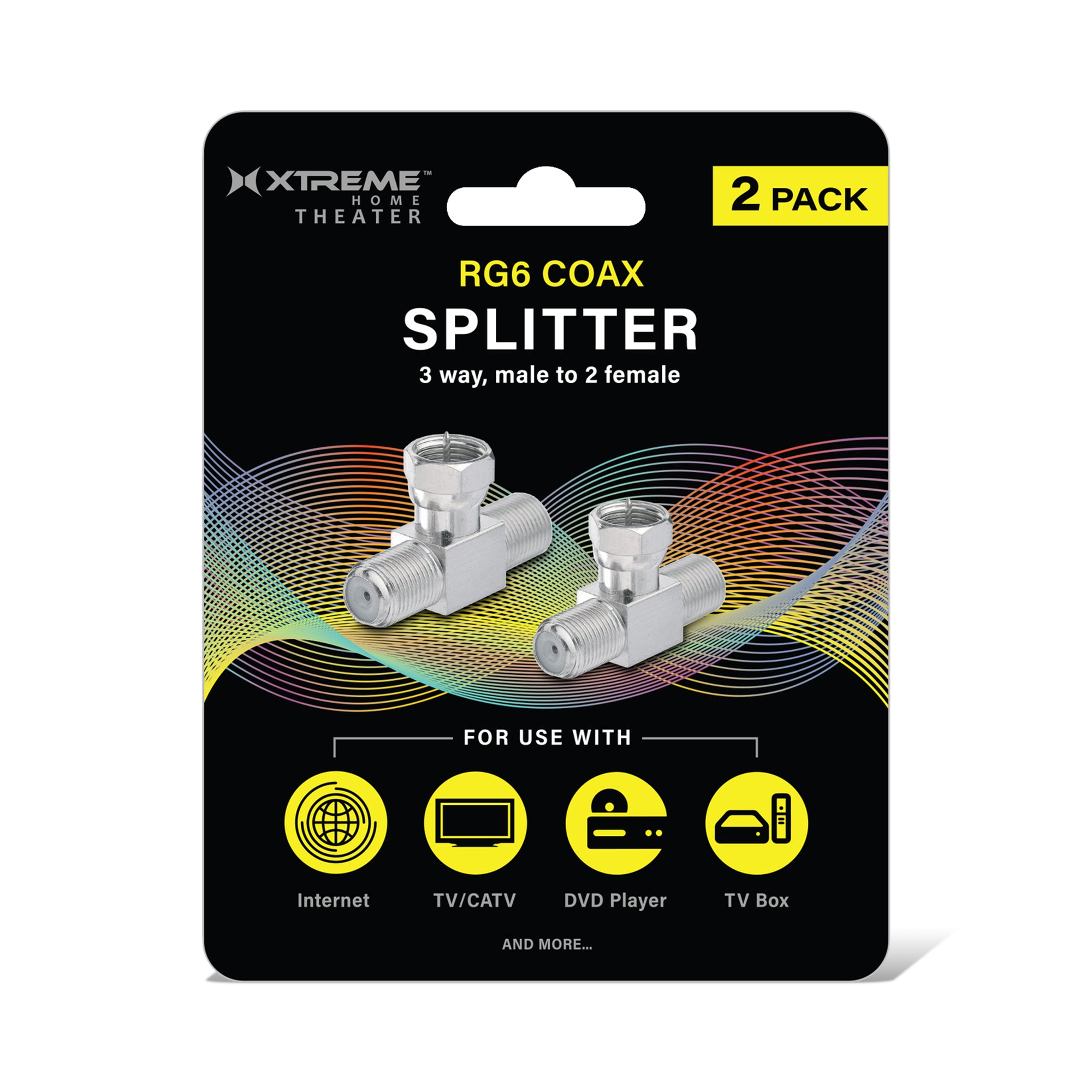 High-Quality Signal Divider COAX 2-in-1-out RG6 Coaxial Cable Splitter for TV and Internet Modem