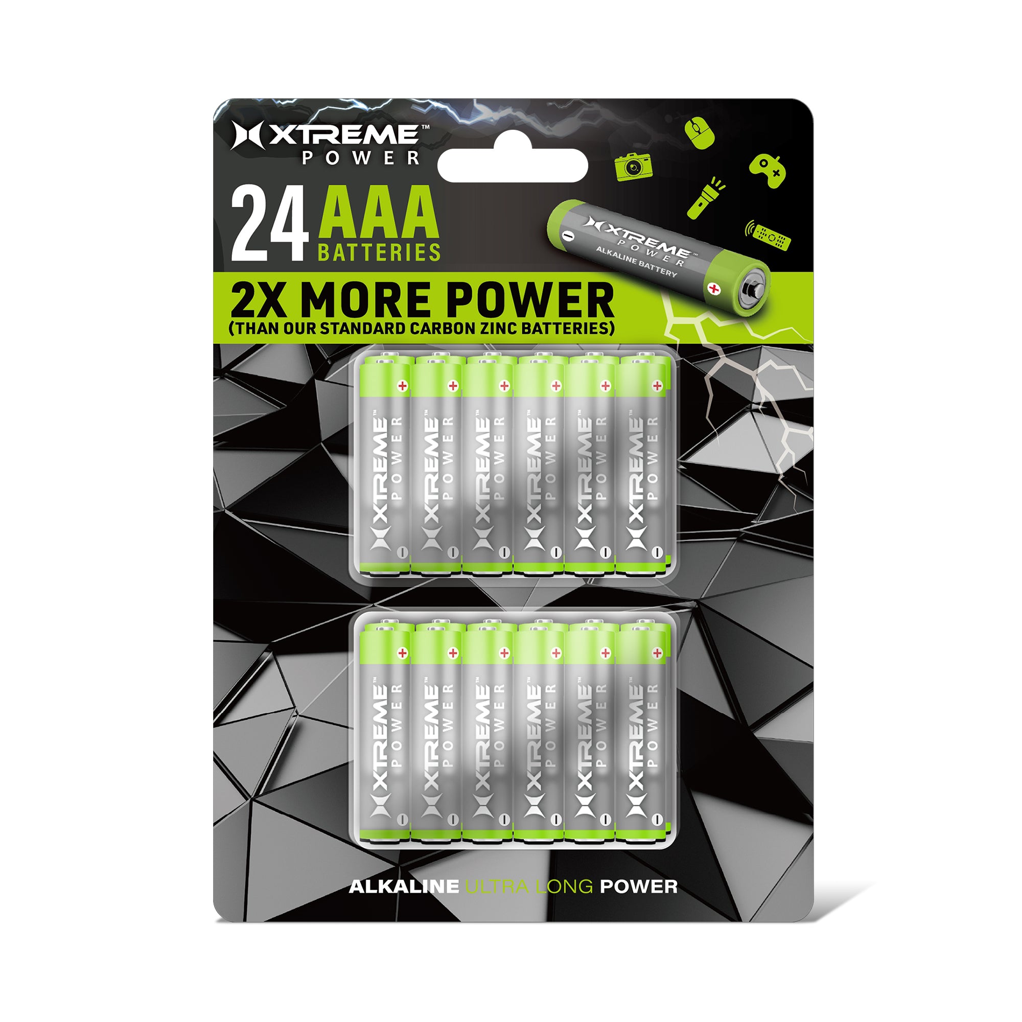 AAA Alkaline Batteries (24-Pack), Ultra Long Power Triple A Battery Bulk Value Pack for Household Devices, Remotes, and Flashlights