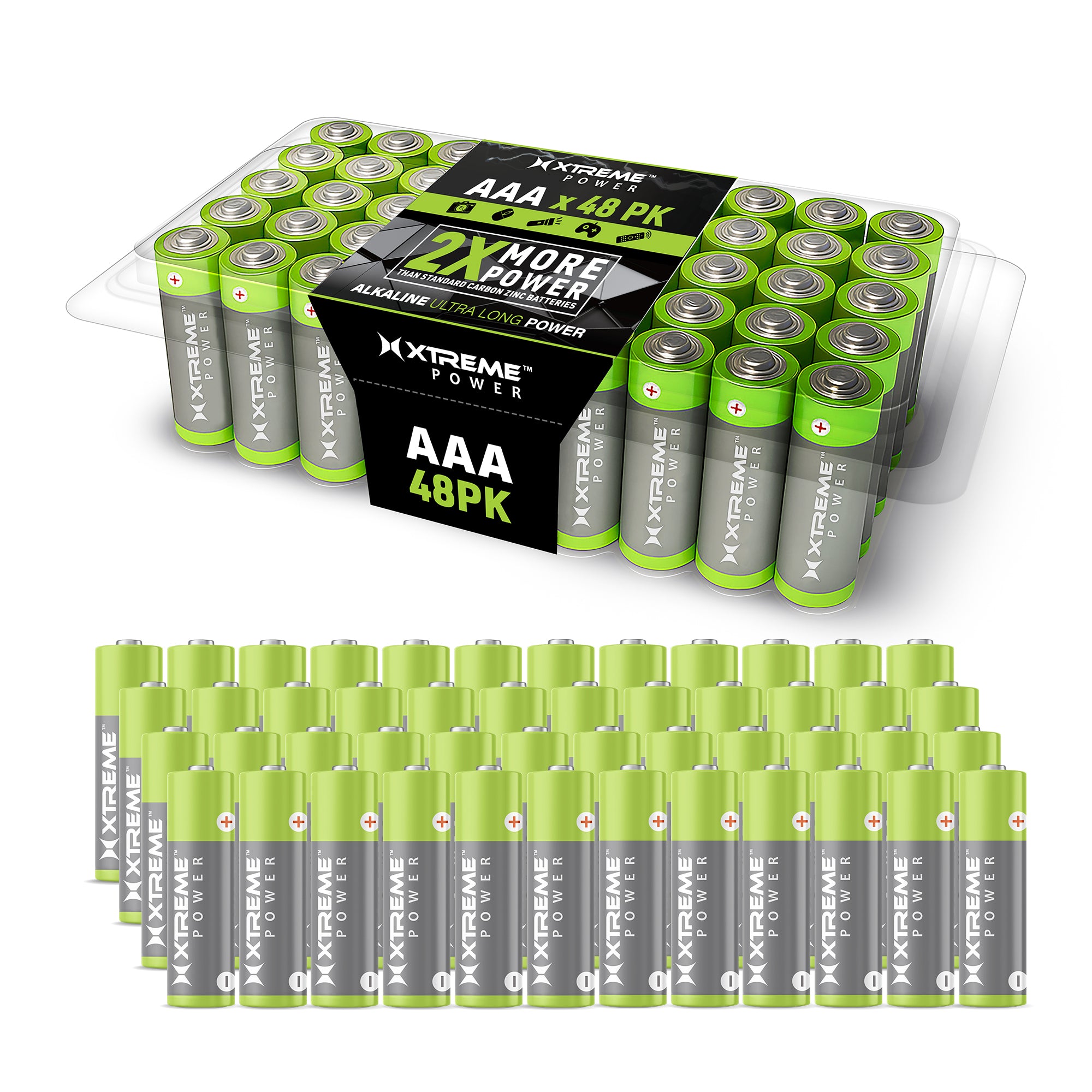 AAA Alkaline Batteries (48-Pack), Ultra Long Power Triple A Battery Bulk Value Pack for Household Devices, Remotes, and Flashlights