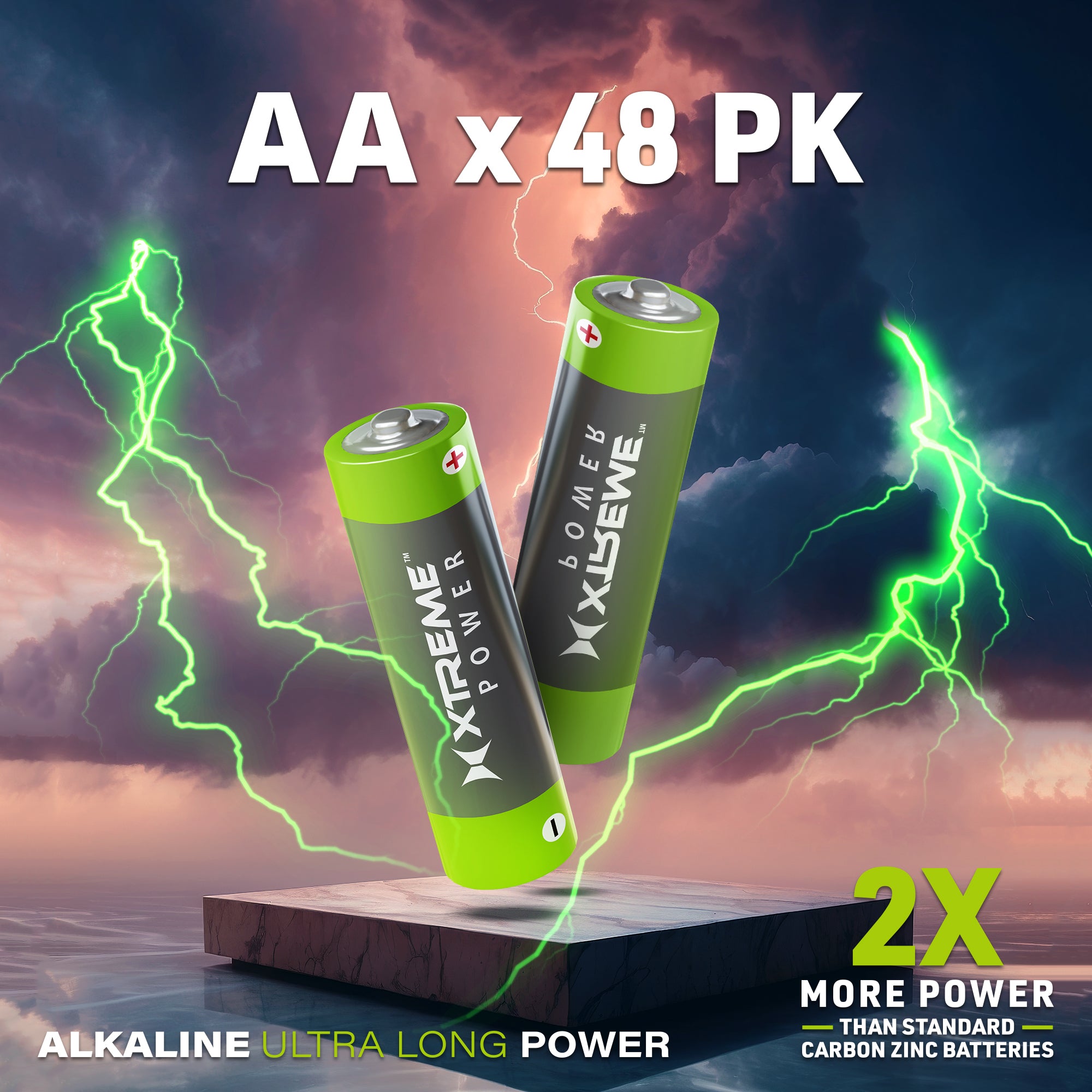AA Alkaline Batteries (48-Pack), Ultra Long Power Double A Battery Bulk Value Pack for Household Devices, Remotes, and Flashlights