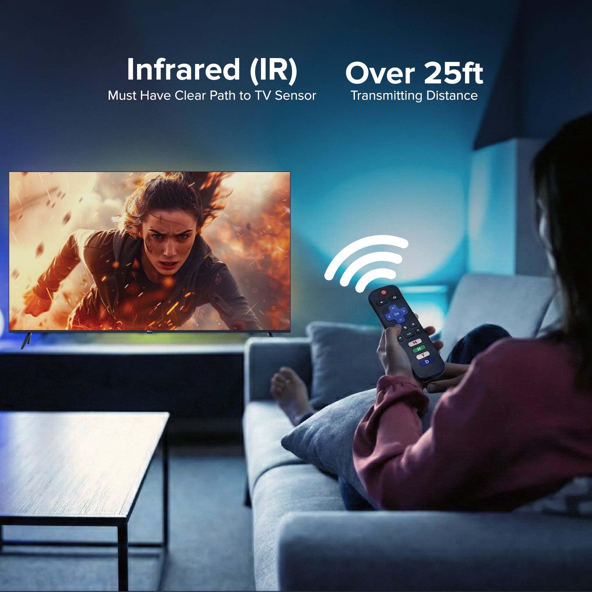 Xtreme Universal Replacement Remote for Roku Smart TVs – Pre-Programed with Netflix, Hulu, Disney+, and YouTube Hotkeys