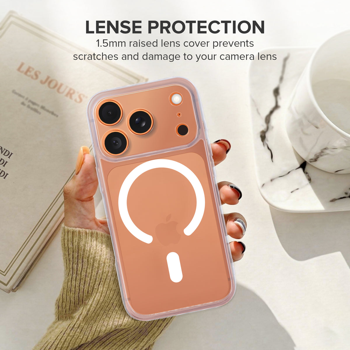 iPhone 17 Pro Max Protective Phone Case, Shock-Absorbing Slim Cover with Raised Screen & Camera Edges, Clear