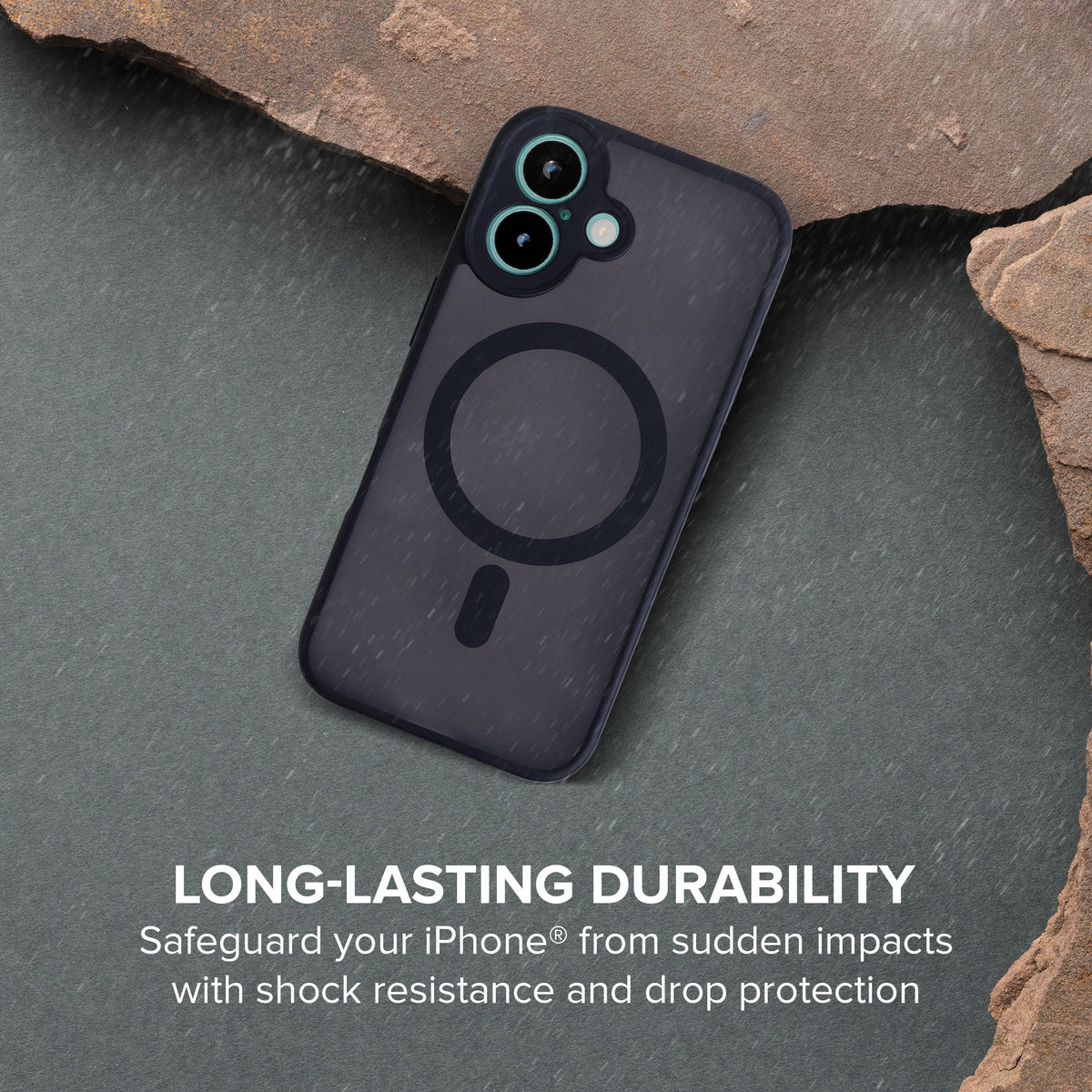 iPhone 16 Protective Phone Case, Shock-Absorbing Slim Cover with Raised Screen & Camera Edges, Black