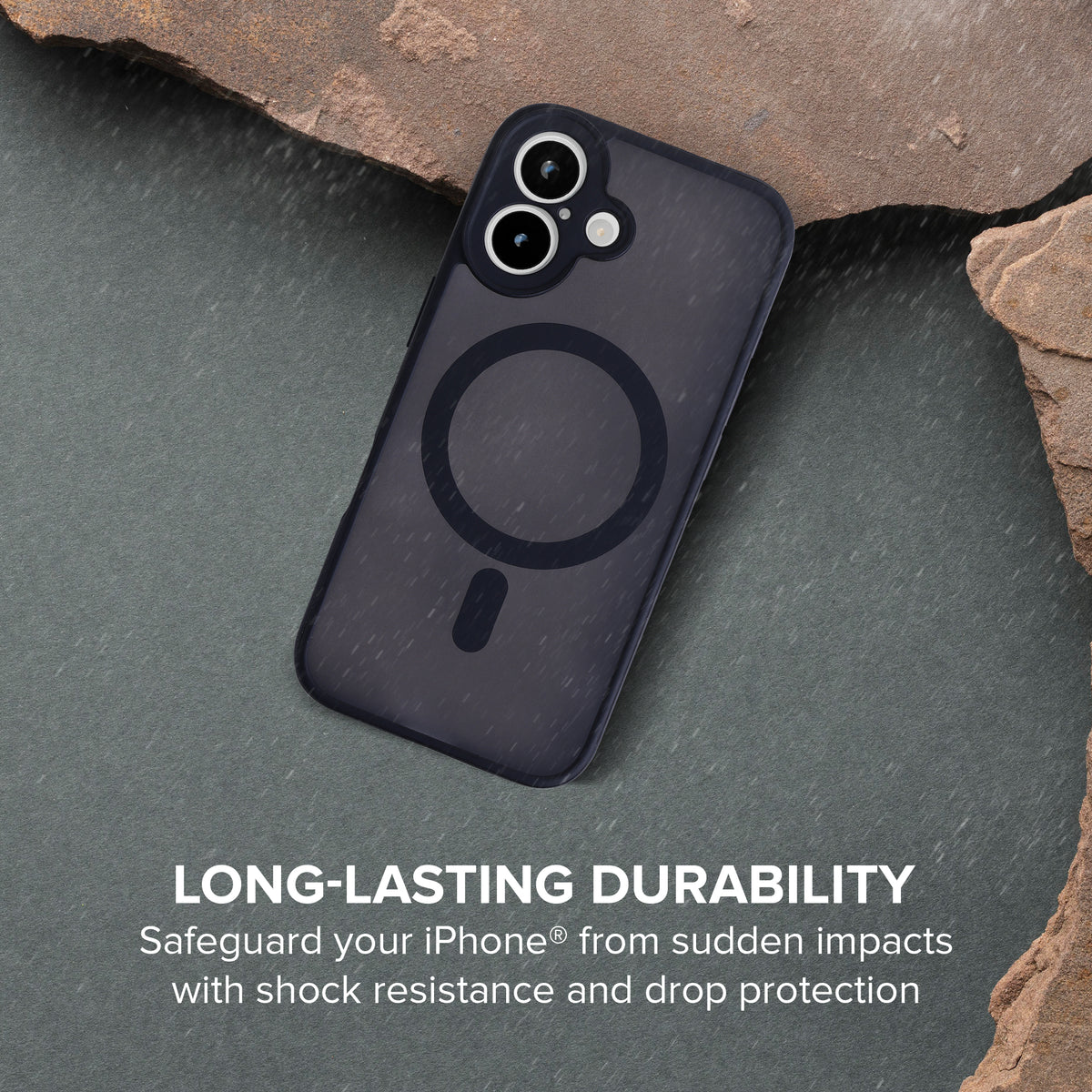 iPhone 16 Plus Protective Phone Case, Shock-Absorbing Slim Cover with Raised Screen & Camera Edges, Black
