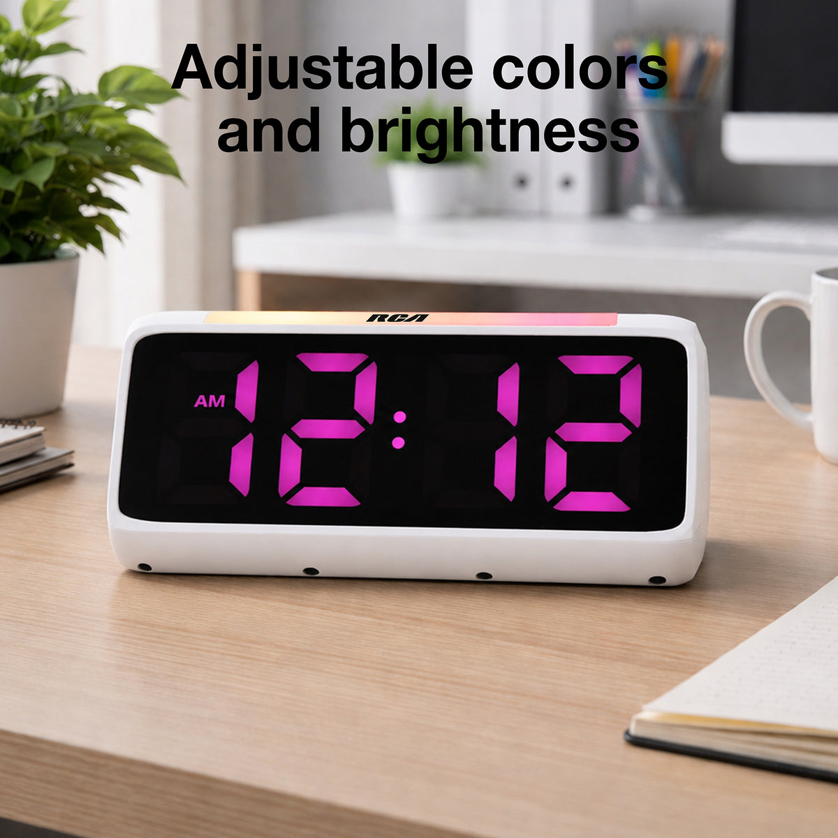 RCA Color Changing Digital Alarm Clock – 2" LED Display, Dual Alarm, USB Charging, Adjustable Brightness