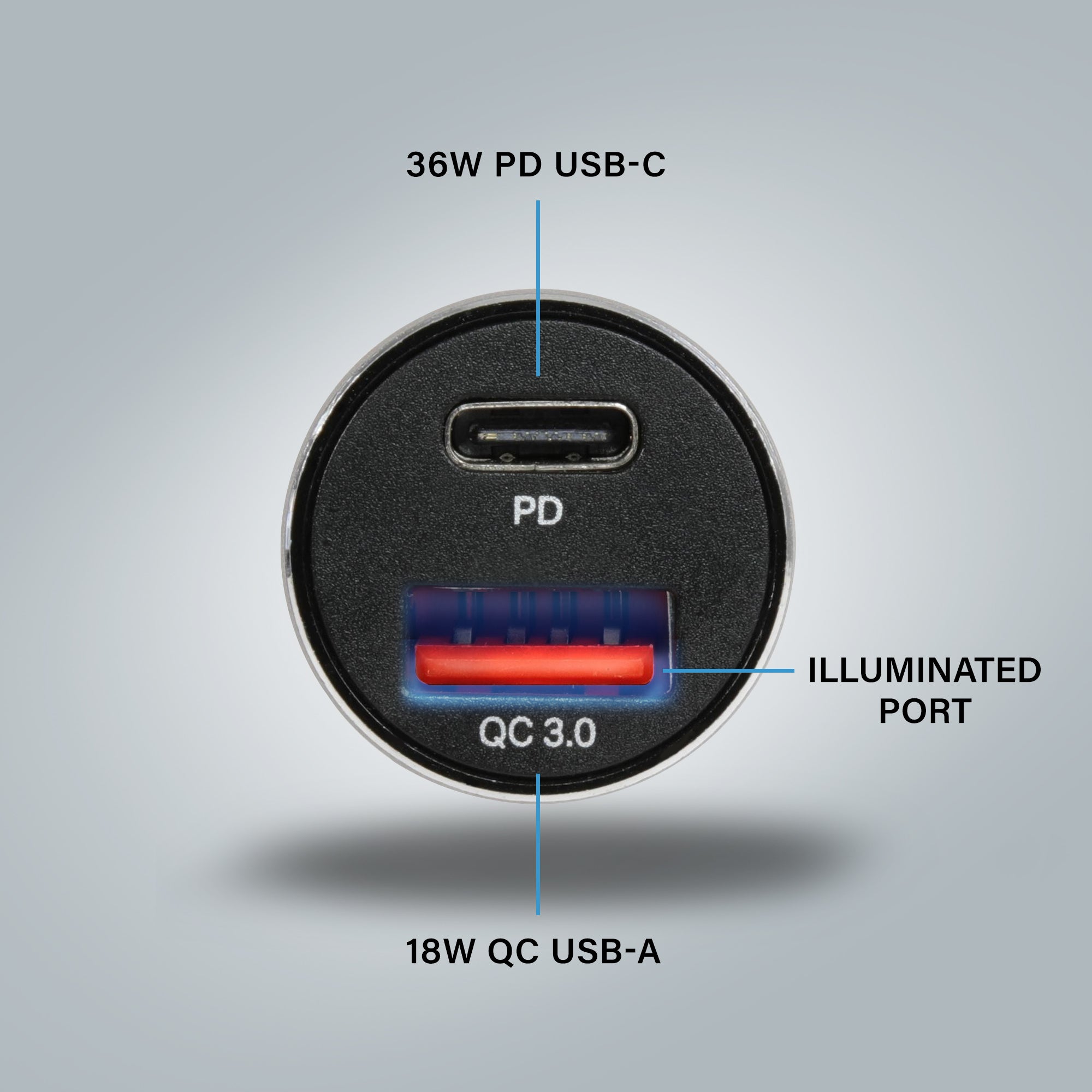 Xtreme Power Pro Series 54W Dual Port Car Charger (36W USB-C PD + 18W USB-A QC)