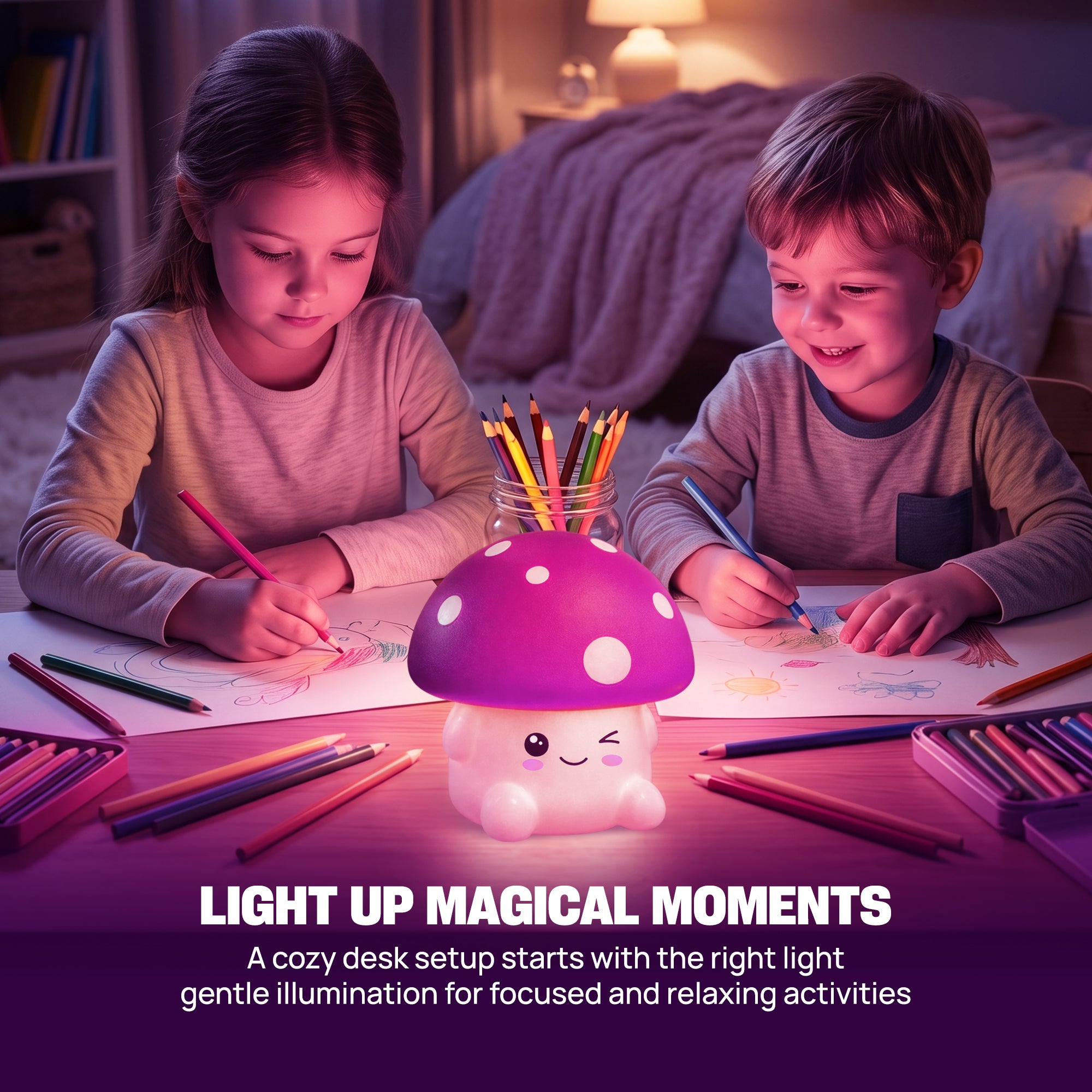 Xtreme Lit Soft Touch Mushroom LED Night Light – Tap Control RGB Color Changing Lamp with Sleep Timer