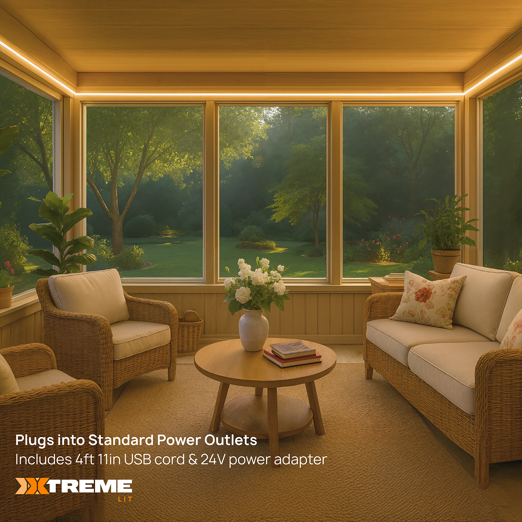 100ft Cut & Customize Indoor LED Light Strip Kit, Includes 3 Connectors