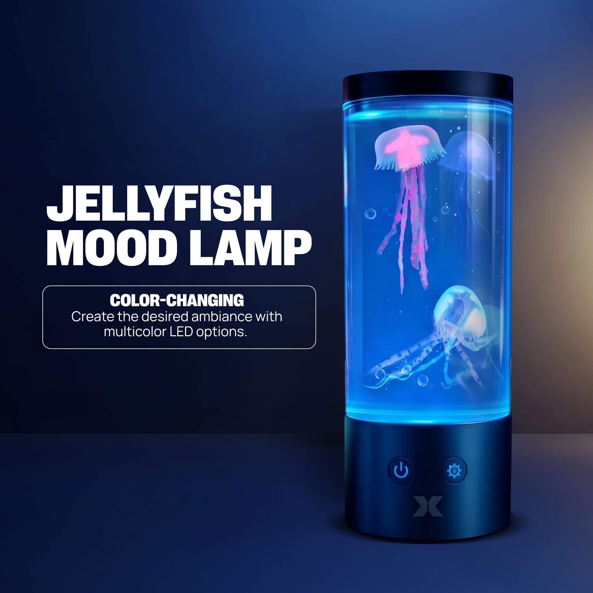 Jellyfish Mood Lamp, Color-Changing LED Aquarium Night Light with Moving Jellyfish, Ambient Desktop Light for Home, Office & Gaming Setup