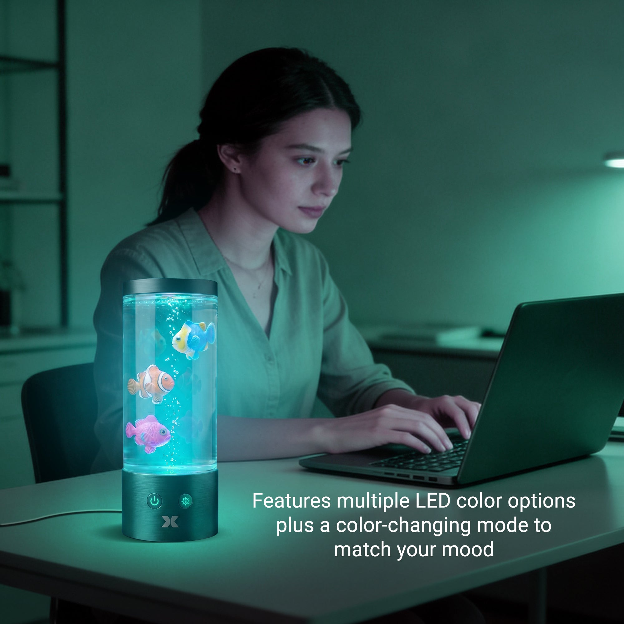 Tropical Fish Mood Lamp, Color-Changing LED Aquarium Night Light with Moving Fish, Vibrant Mood Lighting for Home & Office