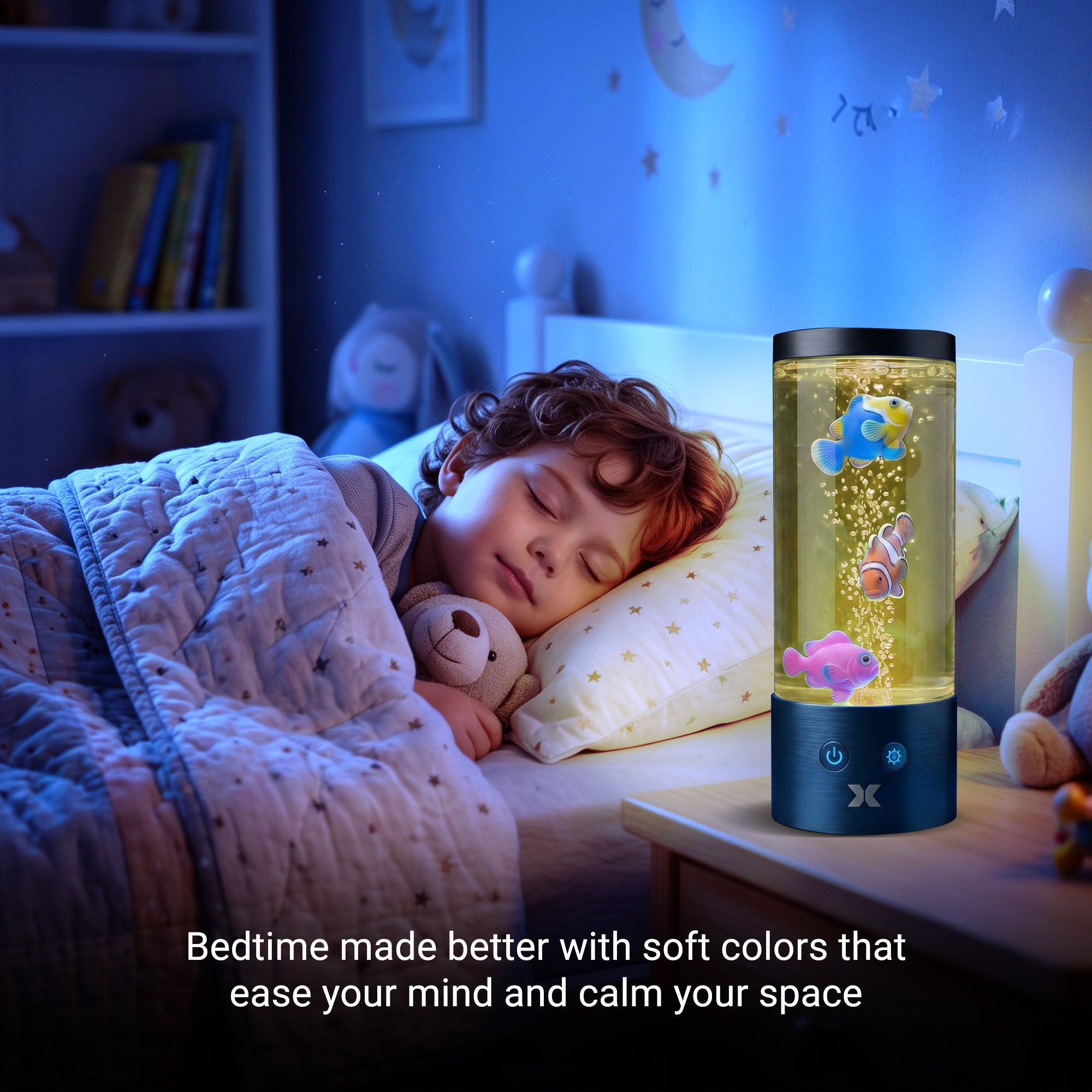 Tropical Fish Mood Lamp, Color-Changing LED Aquarium Night Light with Moving Fish, Vibrant Mood Lighting for Home & Office