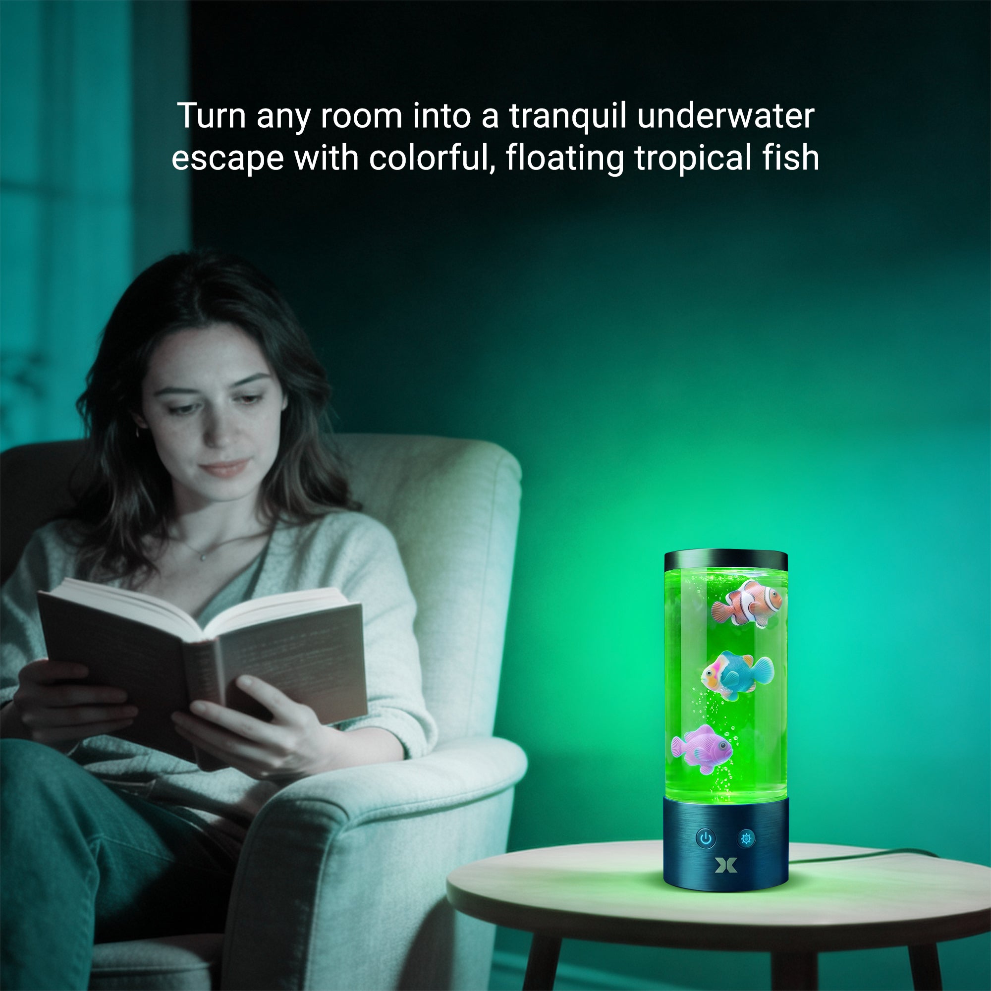 Tropical Fish Mood Lamp, Color-Changing LED Aquarium Night Light with Moving Fish, Vibrant Mood Lighting for Home & Office