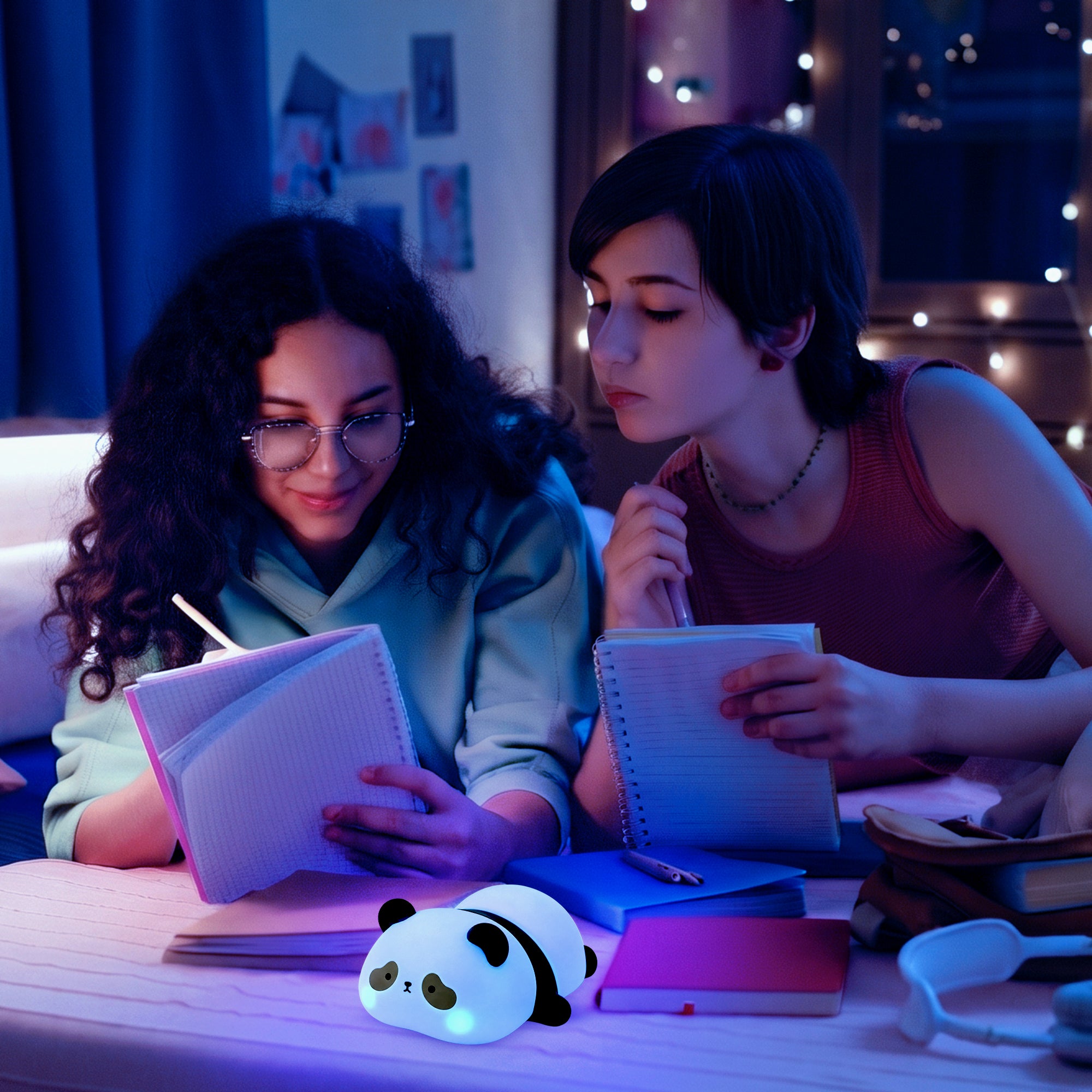 Soft Touch Panda LED Night Light – Tap Control RGB Color Changing Lamp with Sleep Timer