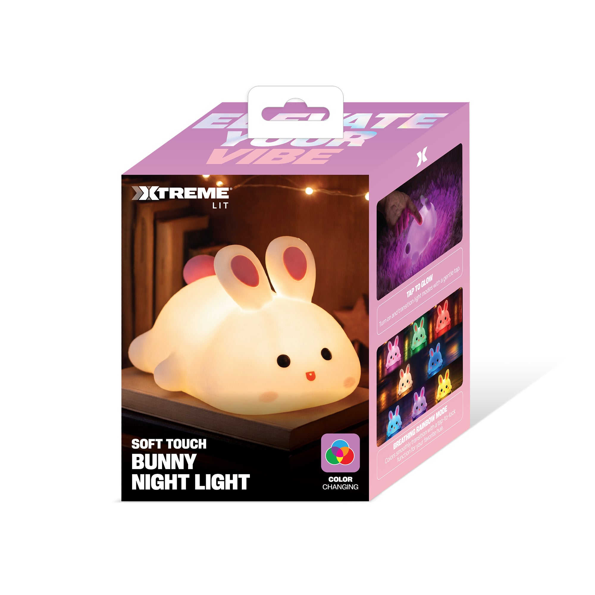 Soft Touch Bunny LED Night Light – Tap Control RGB Color Changing Lamp with Sleep Timer