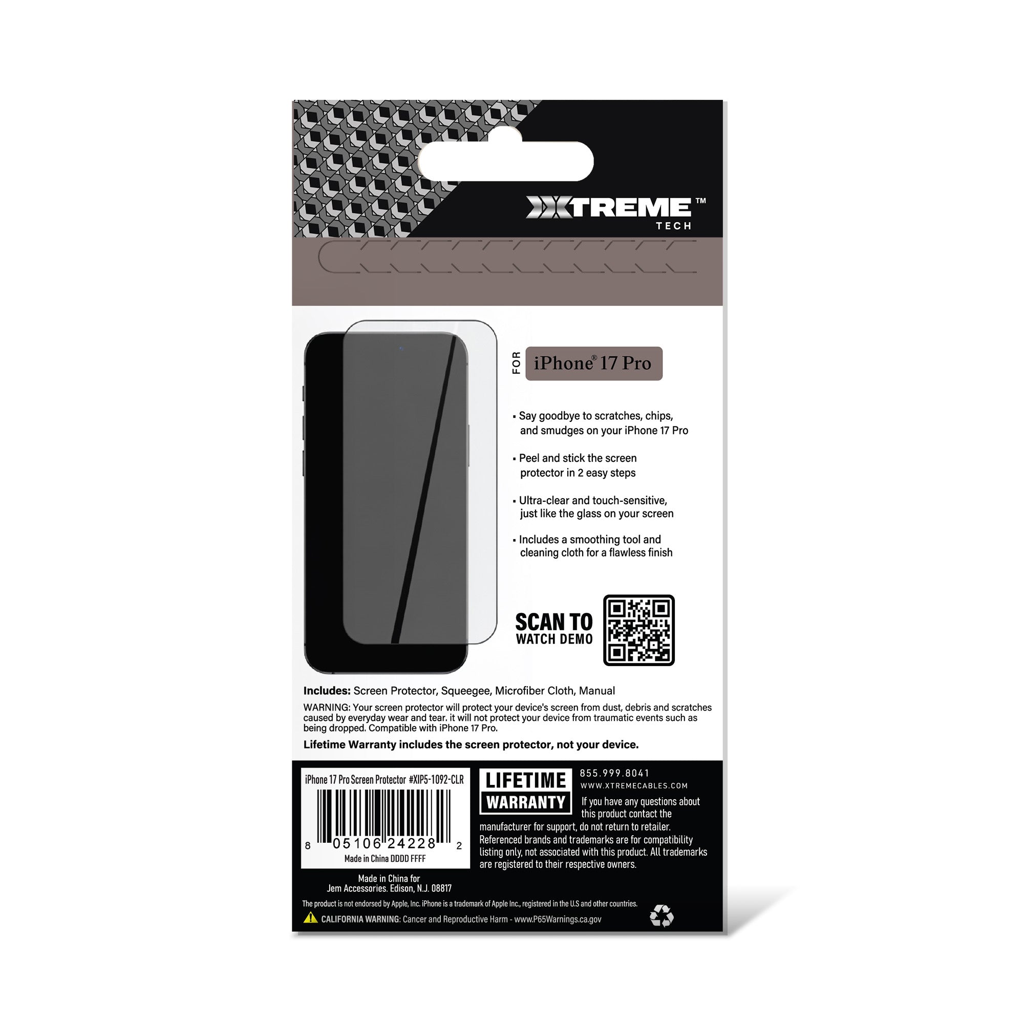 Premium Indestructible Screen Protector for iPhone 17 Pro, Shatterproof & Scratch Resistant Glass Film, Touch Sensitive Easy Peel & Stick Installation
