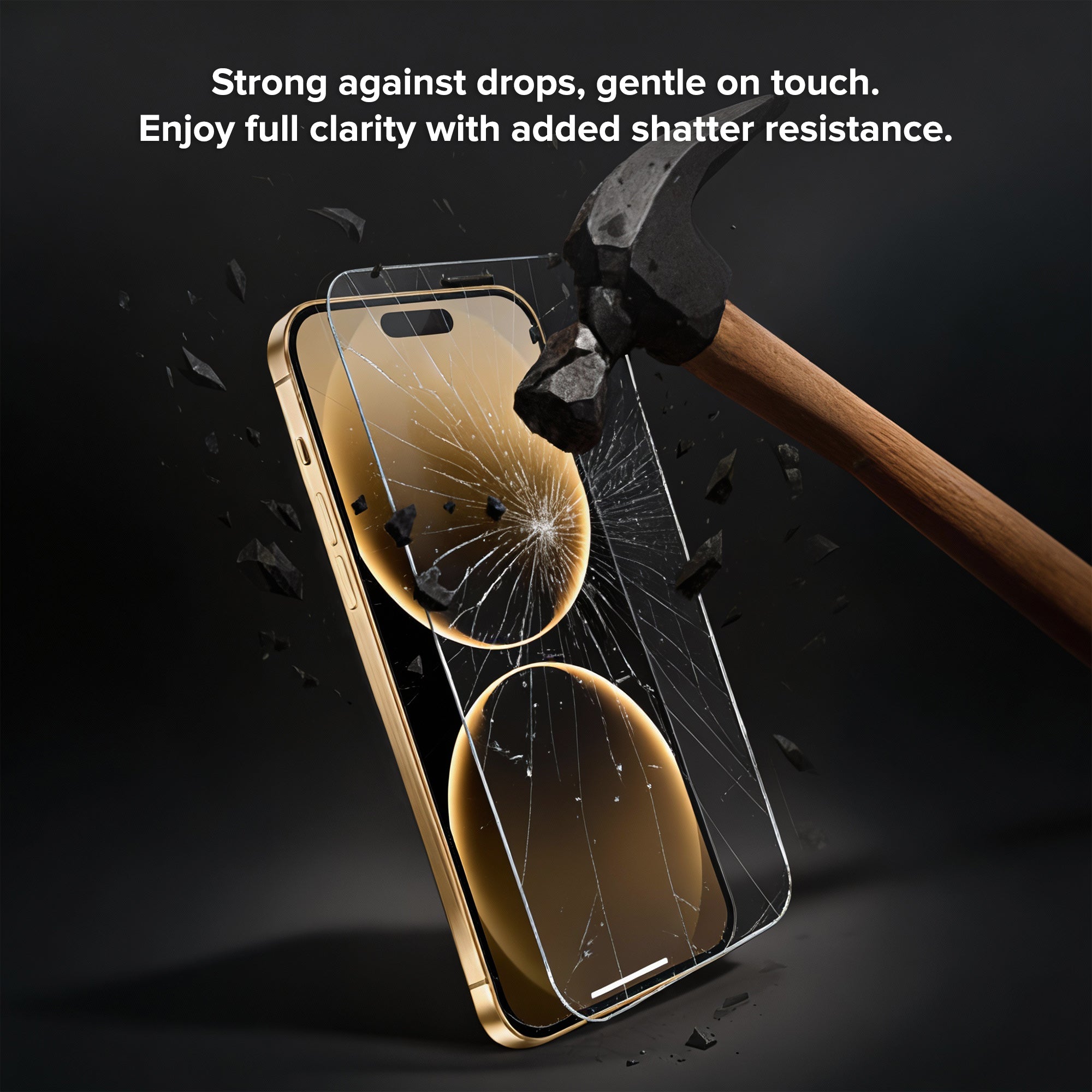 Premium Indestructible Screen Protector for iPhone 16 Pro Max, Shatterproof & Scratch Resistant Glass Film, Touch Sensitive Easy Peel & Stick Installation