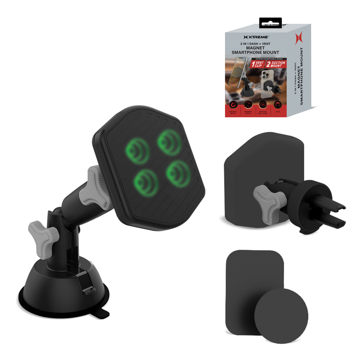 Magnetic Phone Mount for Car, MagSafe Car Mount for iPhone, Dashboard or Air Vent Phone Holder, Strong Suction Cup, Universal Smartphone Car Mount
