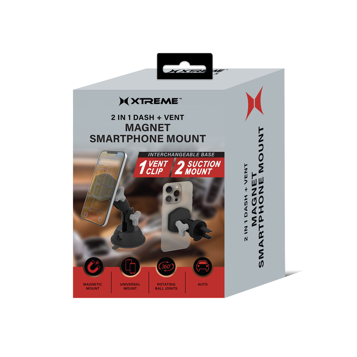 Magnetic Phone Mount for Car, MagSafe Car Mount for iPhone, Dashboard or Air Vent Phone Holder, Strong Suction Cup, Universal Smartphone Car Mount