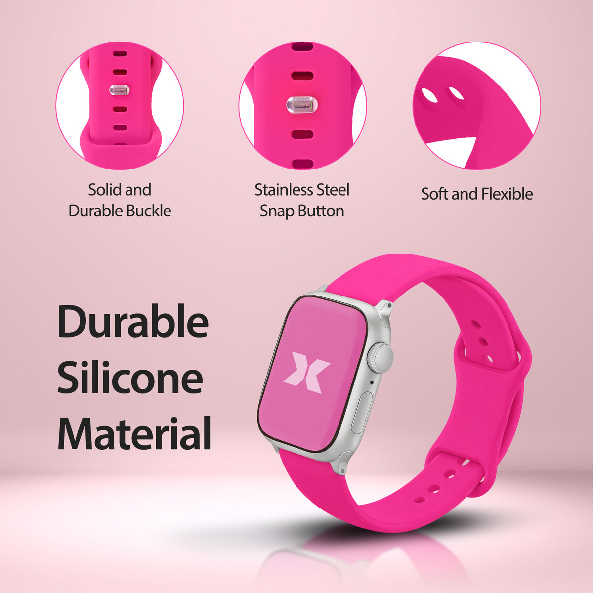 6-Pack Fashion Silicone Bands for Apple Watch Series 1-10 and Ultra 2, Waterproof Adjustable Smart Watch Bands