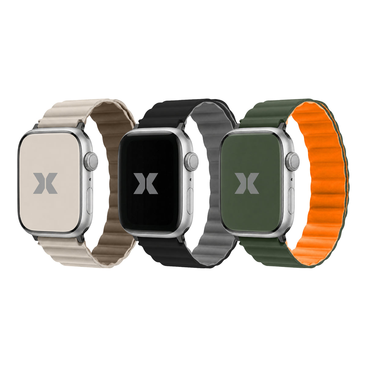 3-Pack Reversible Magnetic Bands for Apple Watch Series 1-10 and Ultra 2, Waterproof Adjustable Smart Watch Bands