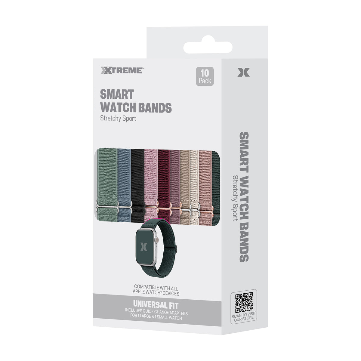 10-Pack Stretchy Sport Bands for Apple Watch Series 1-10 and Ultra 2, Adjustable Elastic Smartwatch Bands